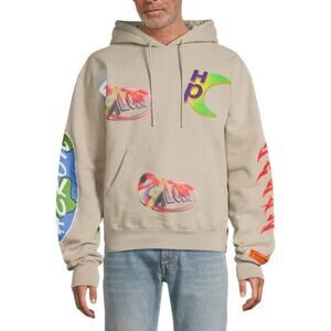 Heron Preston NWT RARE Global Collage Grey Cotton Graphic Hoodie Medium Unisex